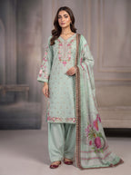 3Pc Embroidered Cotton Shirt, Trouser, Dupatta