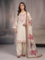 3Pc Embroidered Cotton Shirt, Trouser, Dupatta