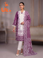 3Pc Embroidered Cotton Shirt, Trouser, Dupatta