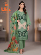 3Pc Embroidered Cotton Shirt, Trouser, Dupatta