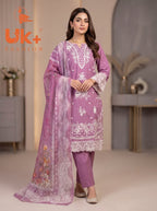 3Pc Embroidered Cotton Shirt, Trouser, Dupatta