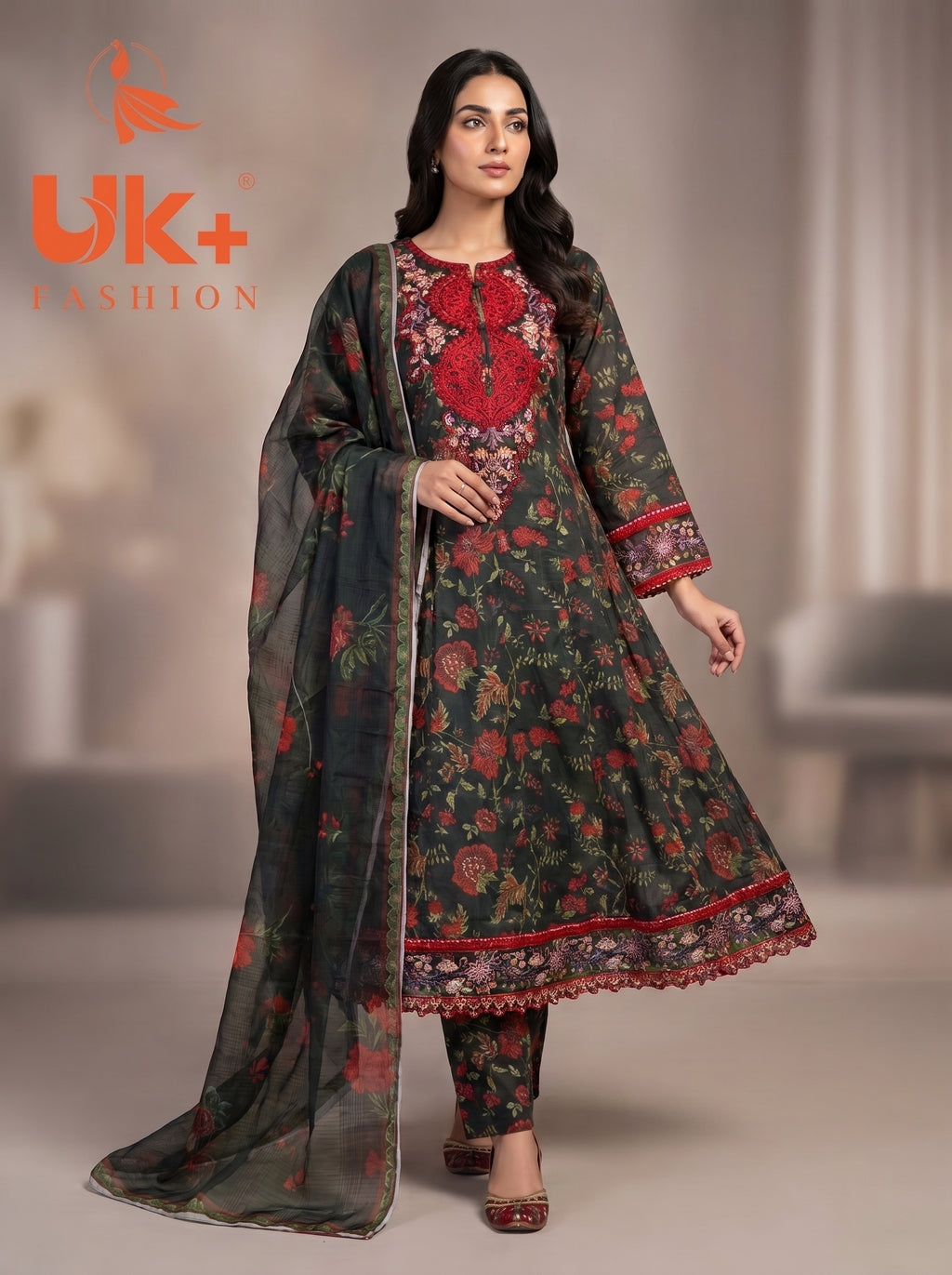 3pc pure lawn frock,touser,dupatta
