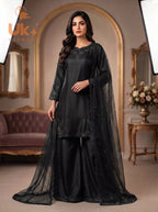 3Pc Embroided pure Silk Shirt, Plazo, Dupatta