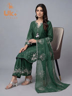 3Pc Embroidered Kataan Silk, Shirt, plazo & Dupatta
