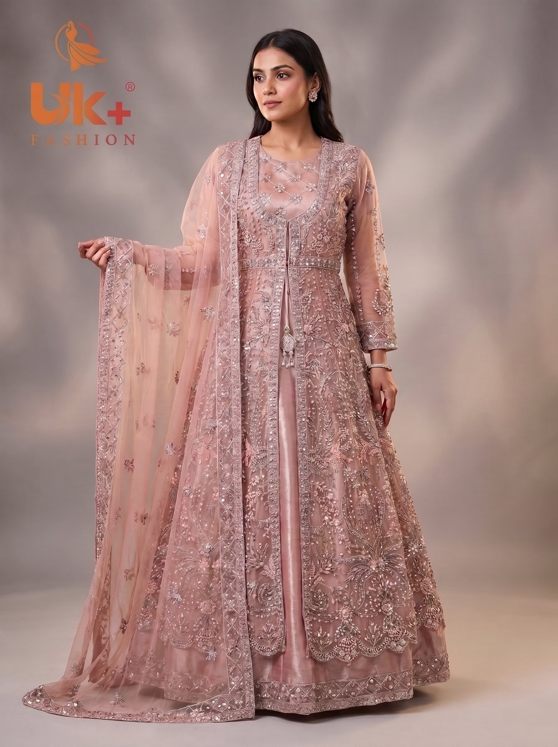 Bridal organza cancan maxi,dupatta