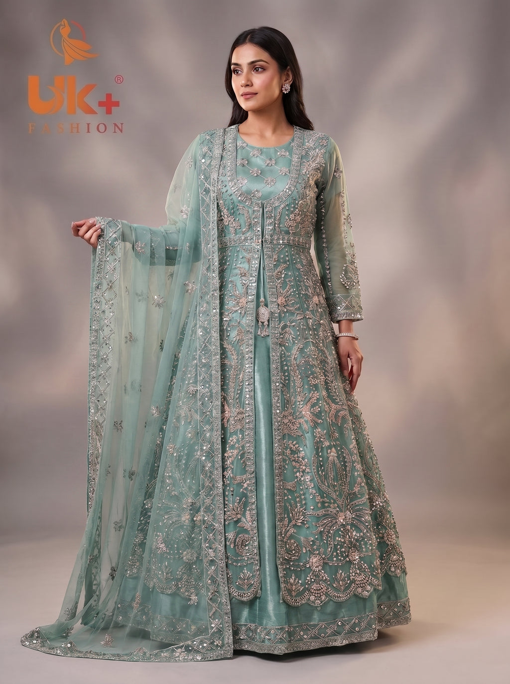 Bridal organza cancan maxi,dupatta