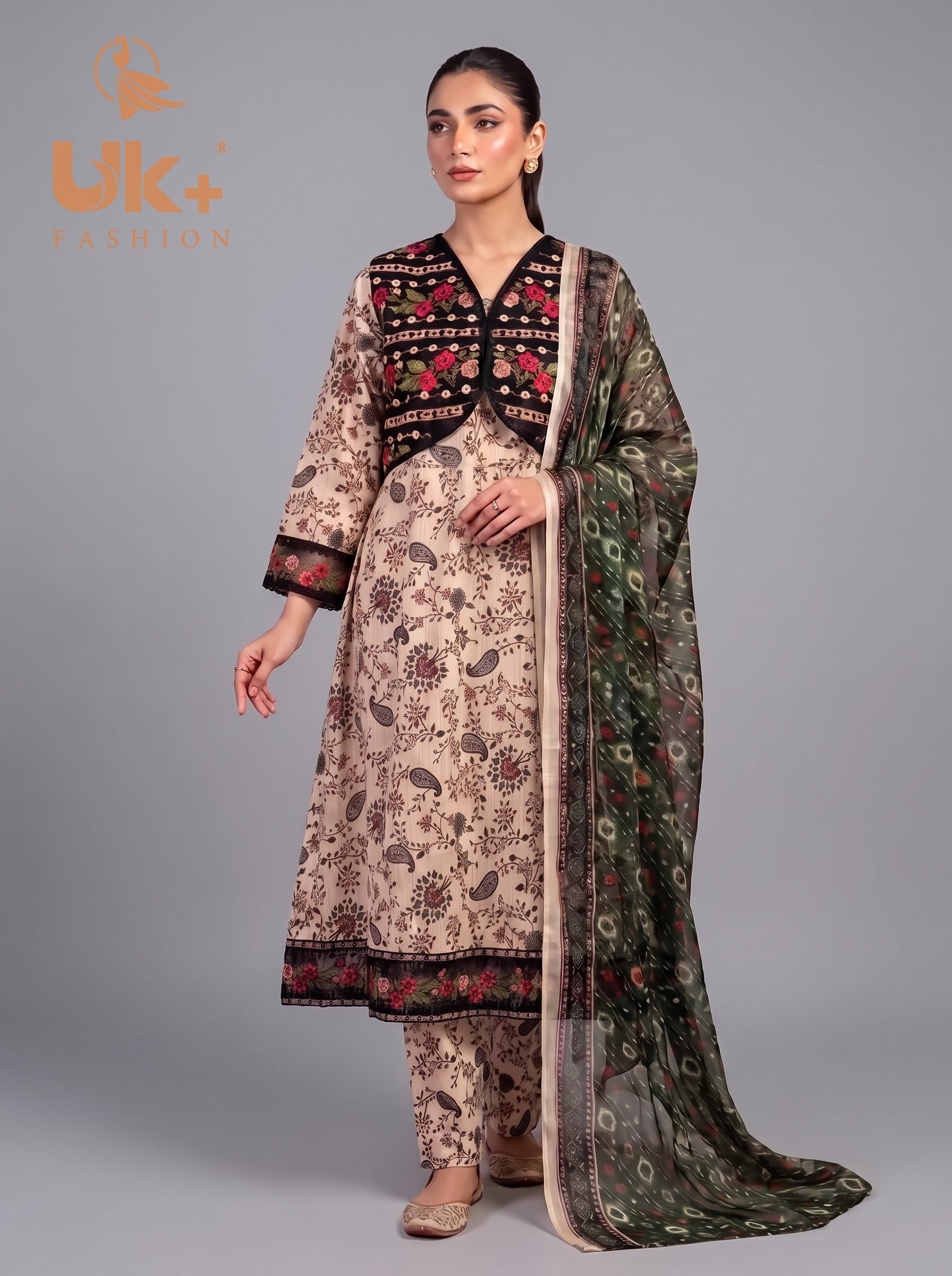 3pc pure lawn frock,touser,dupatta