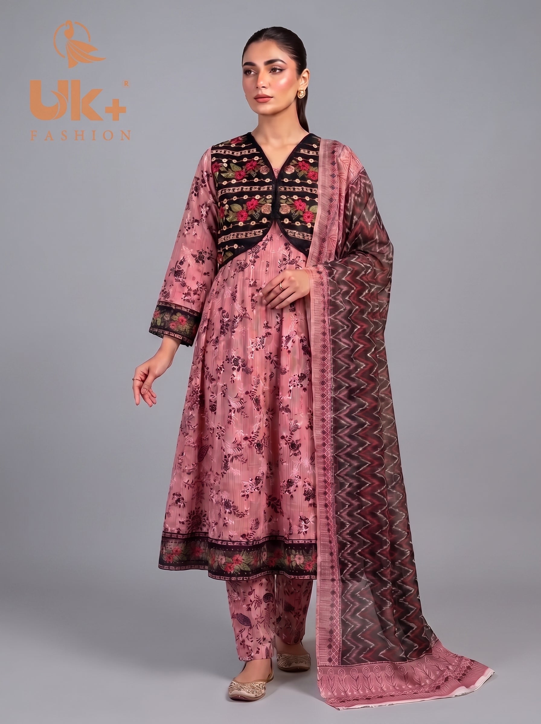 3pc pure lawn frock,touser,dupatta