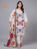 3Pc Embroidered Cotton Shirt, Trouser, Dupatta