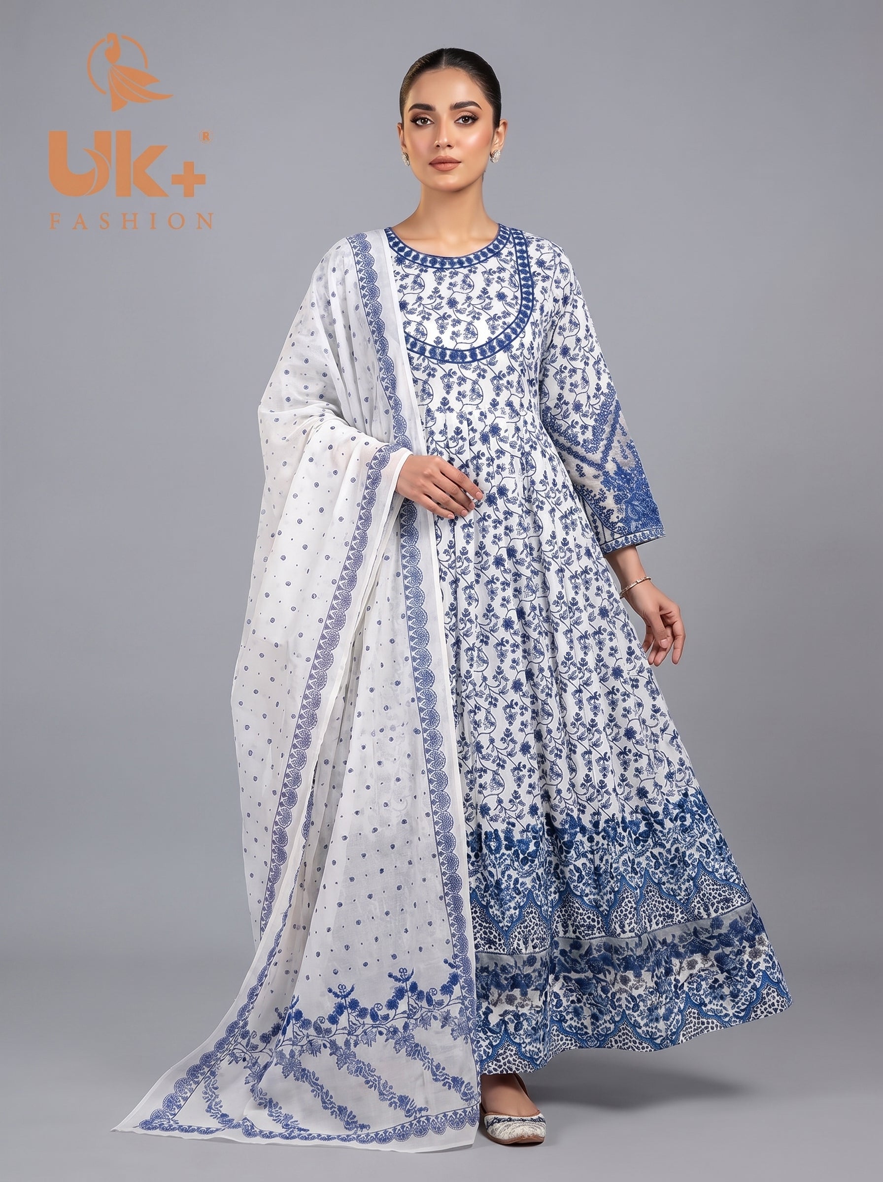 3pc Bona dora lawn frock,touser,dupatta