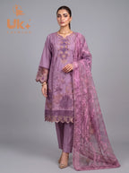 3Pc Embroidered Cotton Shirt, Trouser, Dupatta