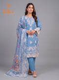 3Pc Embroidered Cotton Shirt, Trouser, Dupatta