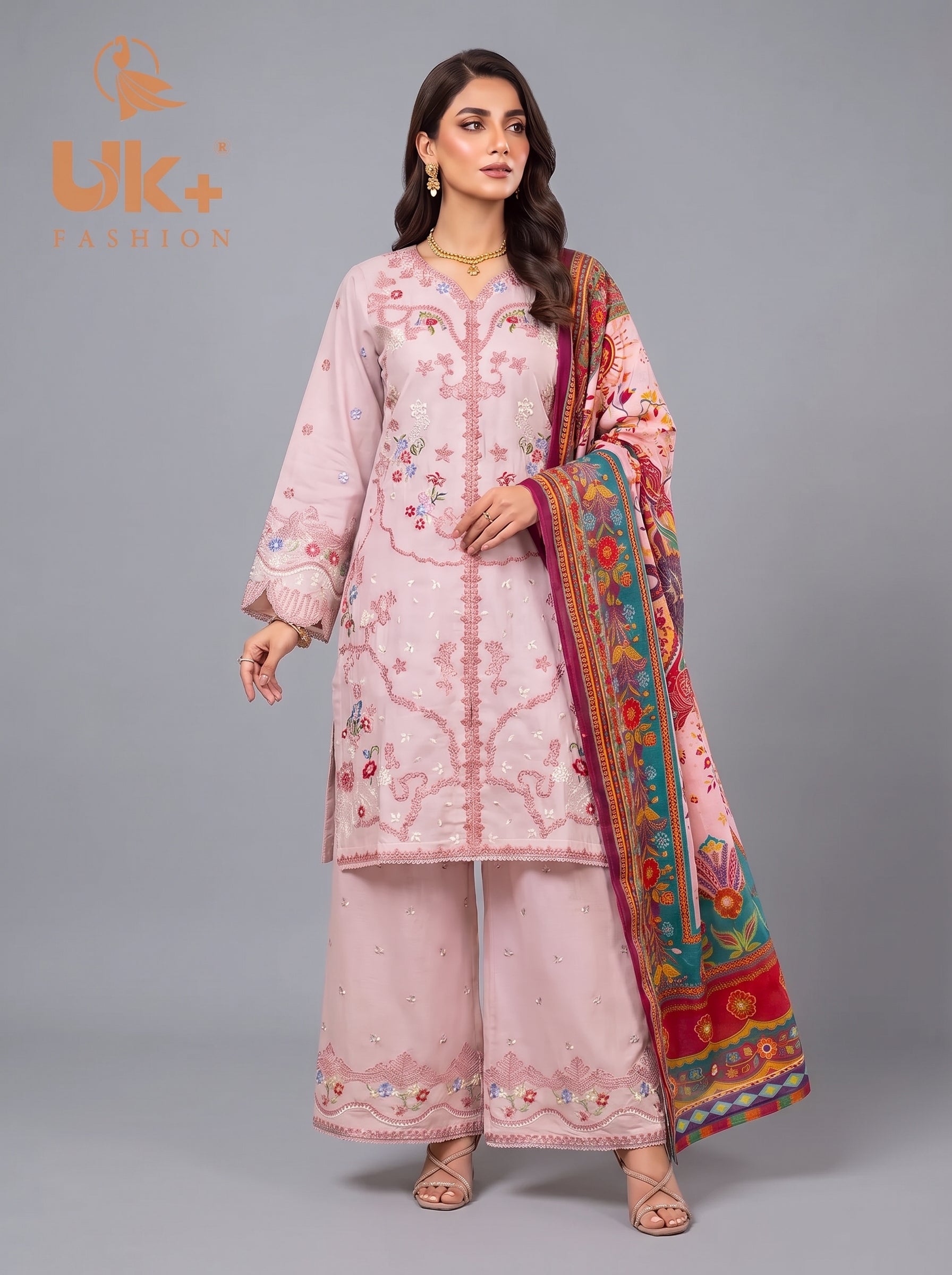 3pc pure lawn shirt, Plazo, dupatta