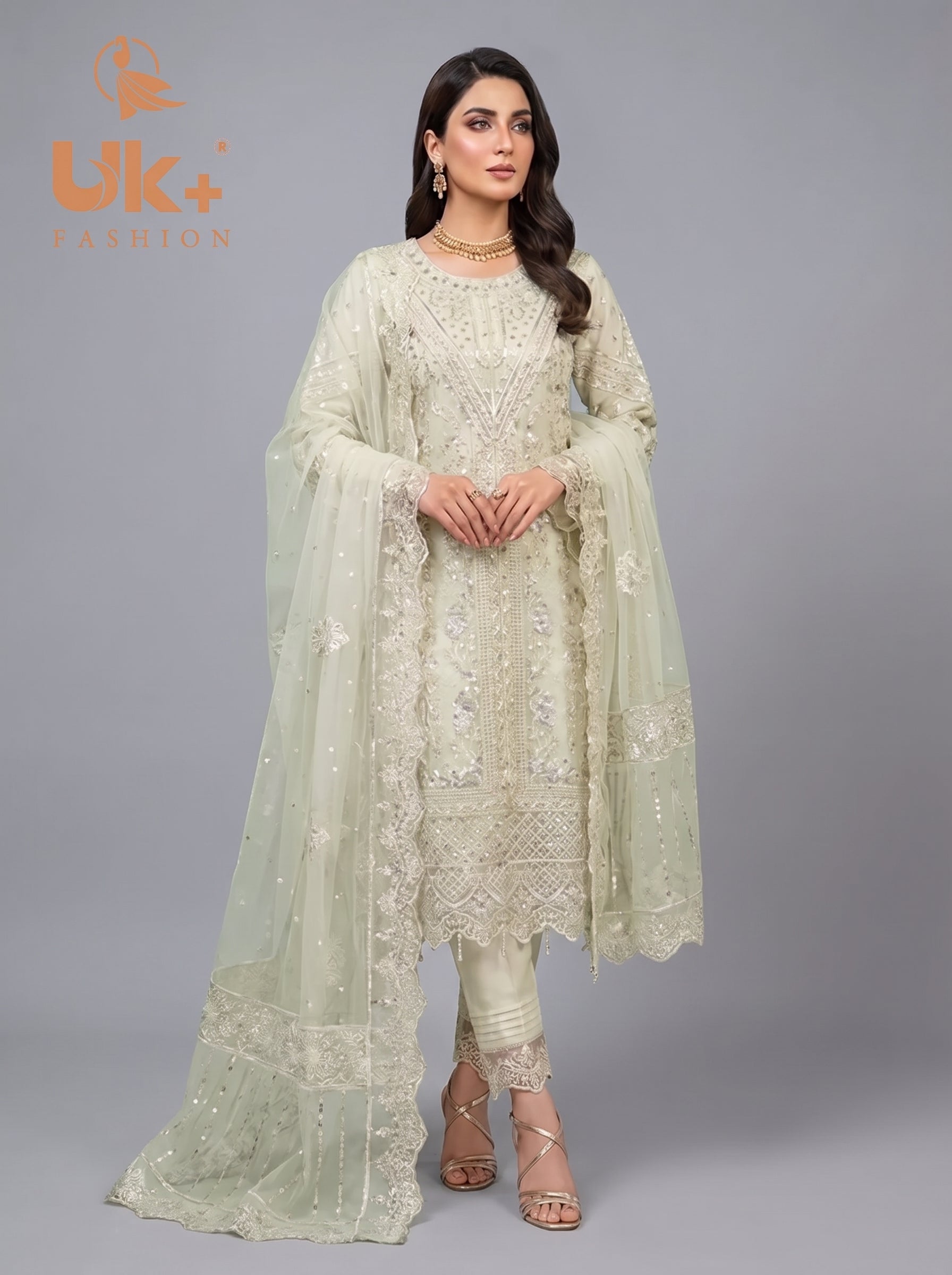 3Pc Embroidered Organza shirt, shalwar & Dupatta