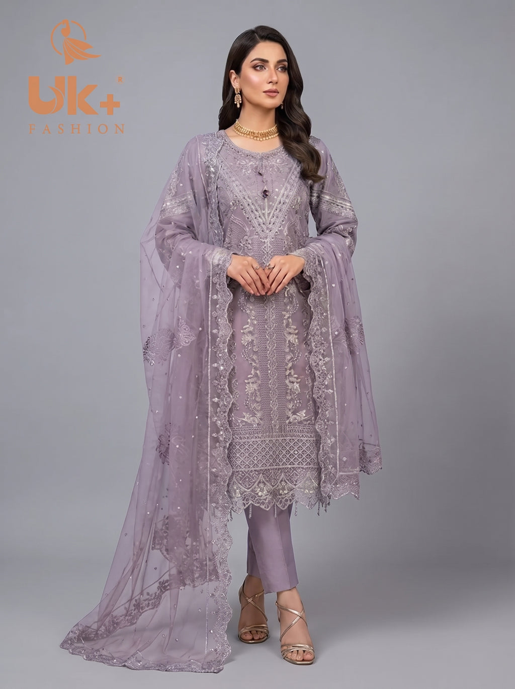 3Pc Embroidered Organza shirt, shalwar & Dupatta