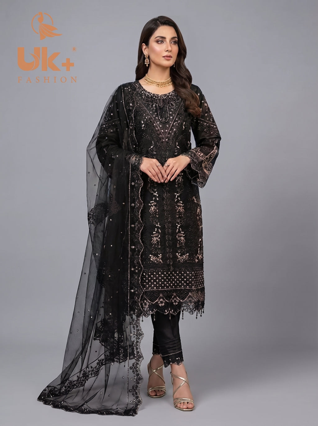 3Pc Embroidered Organza shirt, shalwar & Dupatta