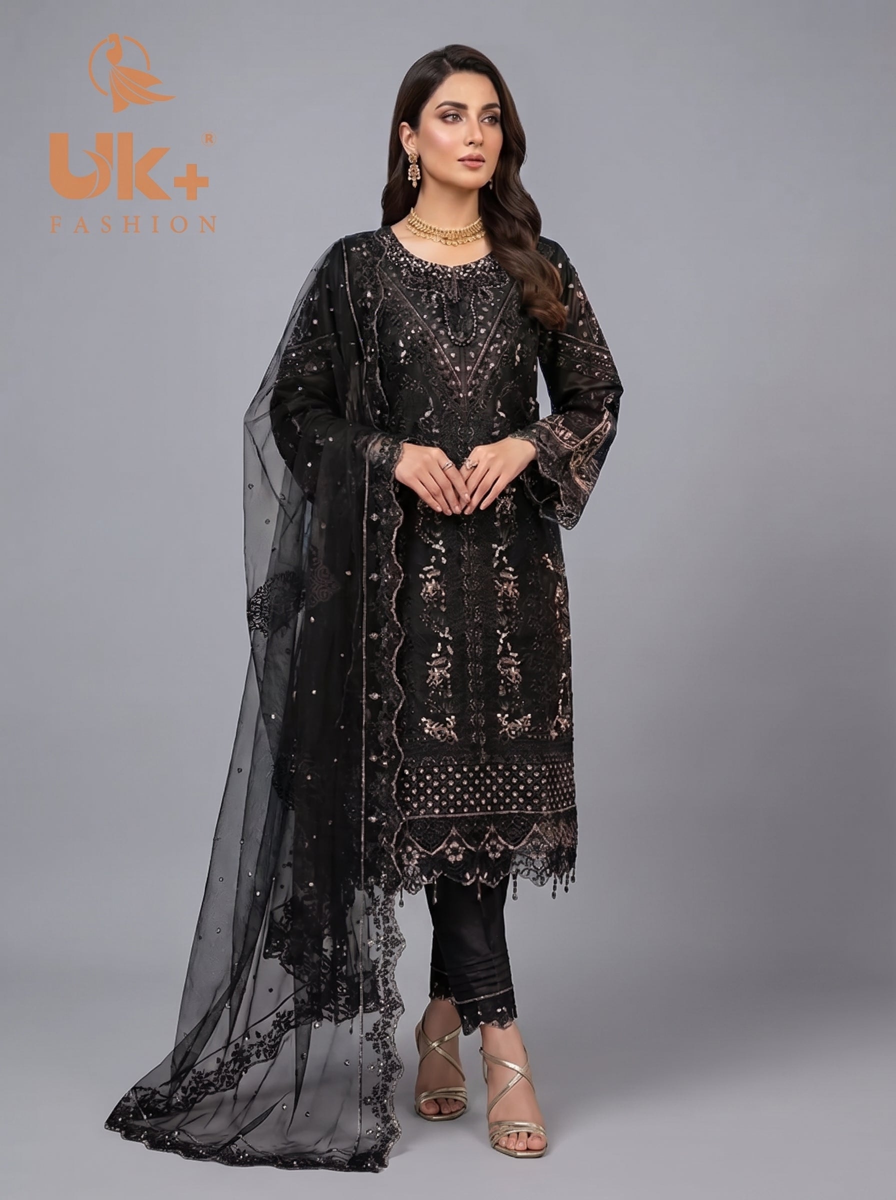 3Pc Embroidered Organza shirt, shalwar & Dupatta