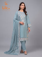 3Pc Embroidered Cotton Shirt, Trouser, Dupatta