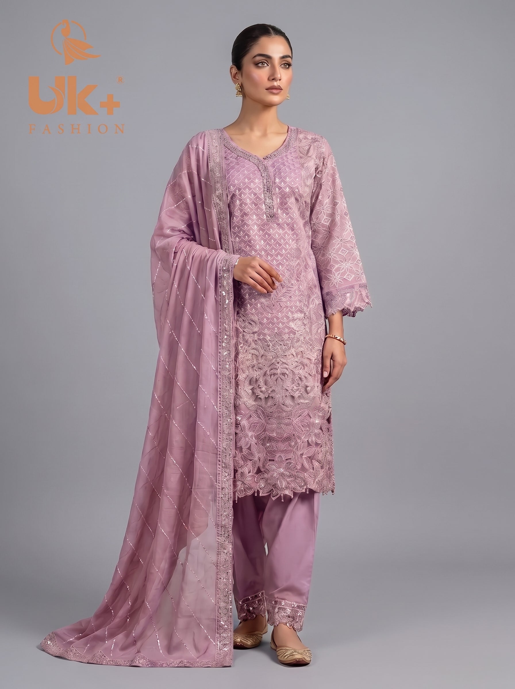 3Pc Embroidered Chiffon Shirt, shalwar, Dupatta