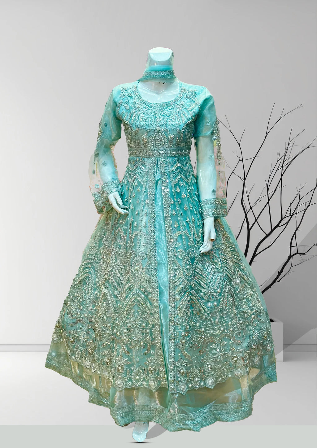 Peach Organza Bridal Cancan Maxi Dress