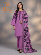 3Pc Embroidered Cotton Shirt, Trouser, Dupatta
