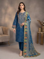 3Pc Embroidered Cotton Shirt, Trouser, Dupatta