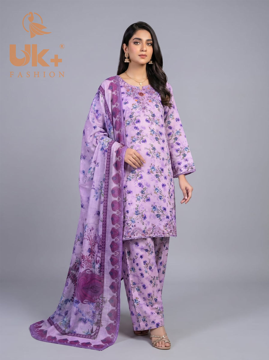 3pc pure lawn Shirt, Farshi Shalwar, Dupatta