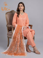 3Pc Embroidered Cotton Shirt, Trouser, Dupatta