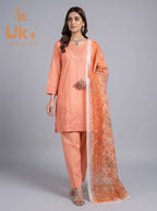 3Pc Embroidered Cotton Shirt, Trouser, Dupatta