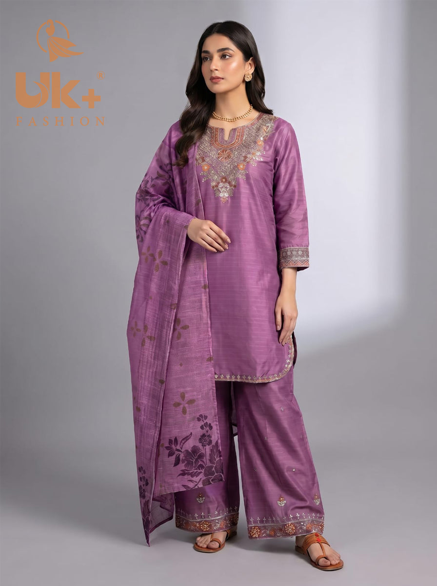 3Pc Embroidered Cotton Shirt, Trouser, Dupatta
