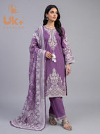 3Pc Embroidered Cotton Shirt, Trouser, Dupatta
