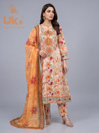 3pc Pure Lawn Frock, Trouser, Dupatta