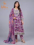3pc Pure Lawn Frock, Trouser, Dupatta