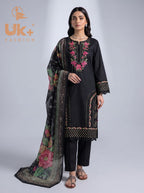 3Pc Embroidered Cotton Shirt, Trouser, Dupatta