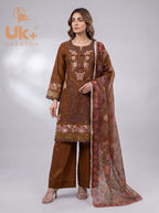 3Pc Embroidered Cotton Shirt, Trouser, Dupatta