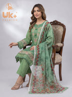 3Pc Embroidered Cotton Shirt, Trouser, Dupatta