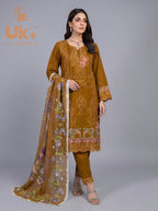 3Pc Embroidered Cotton Shirt, Trouser, Dupatta