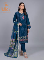 3Pc Embroidered Cotton Shirt, Trouser, Dupatta