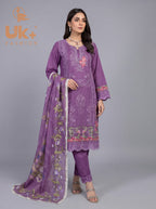 3Pc Embroidered Cotton Shirt, Trouser, Dupatta