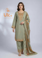 3Pc Embroidered Cotton Shirt, Trouser, Dupatta