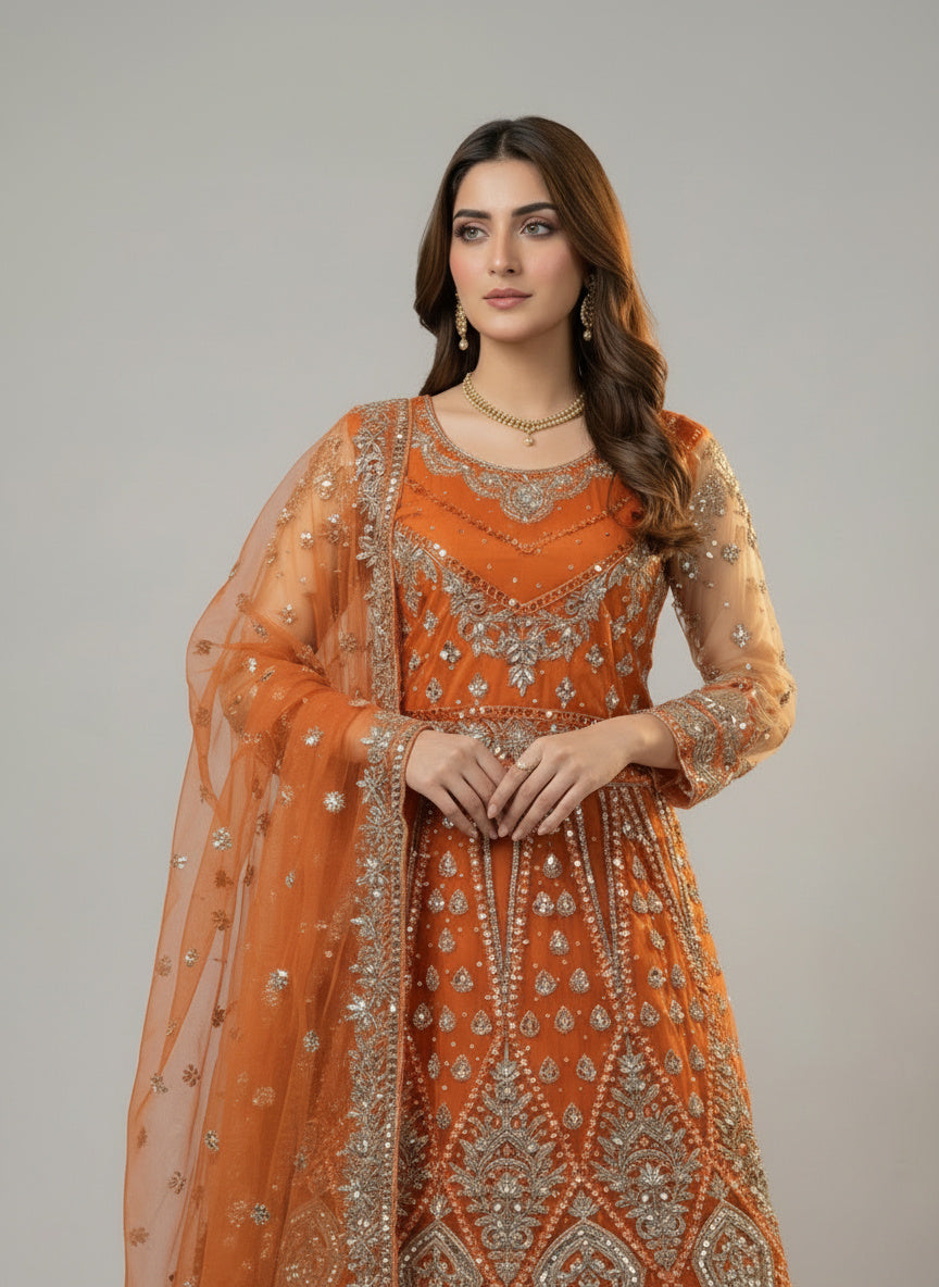 3Pc Embraided Bridal Lengha