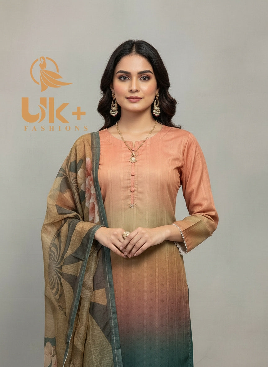 3Pc Printed Bona Dora Shirt, Plazo, Dupatta