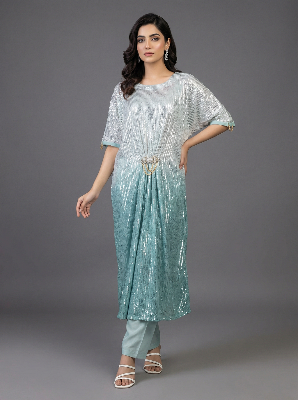 2Pc Embroidered WIth Sitara work Kafttan