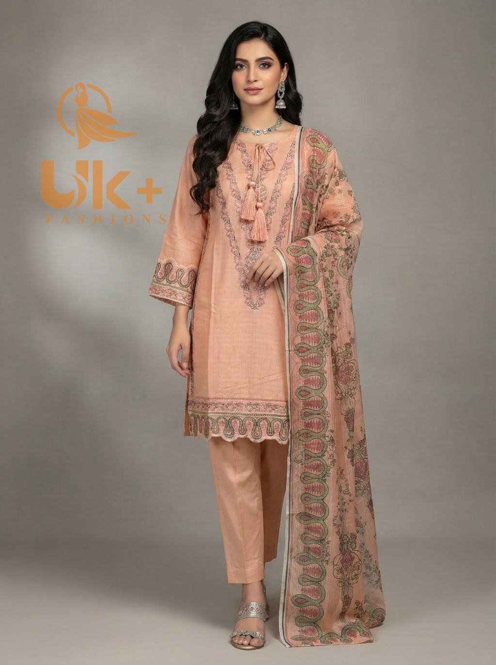 3Pc Embroidered Cotton Shirt, Shalwar, Dupatta