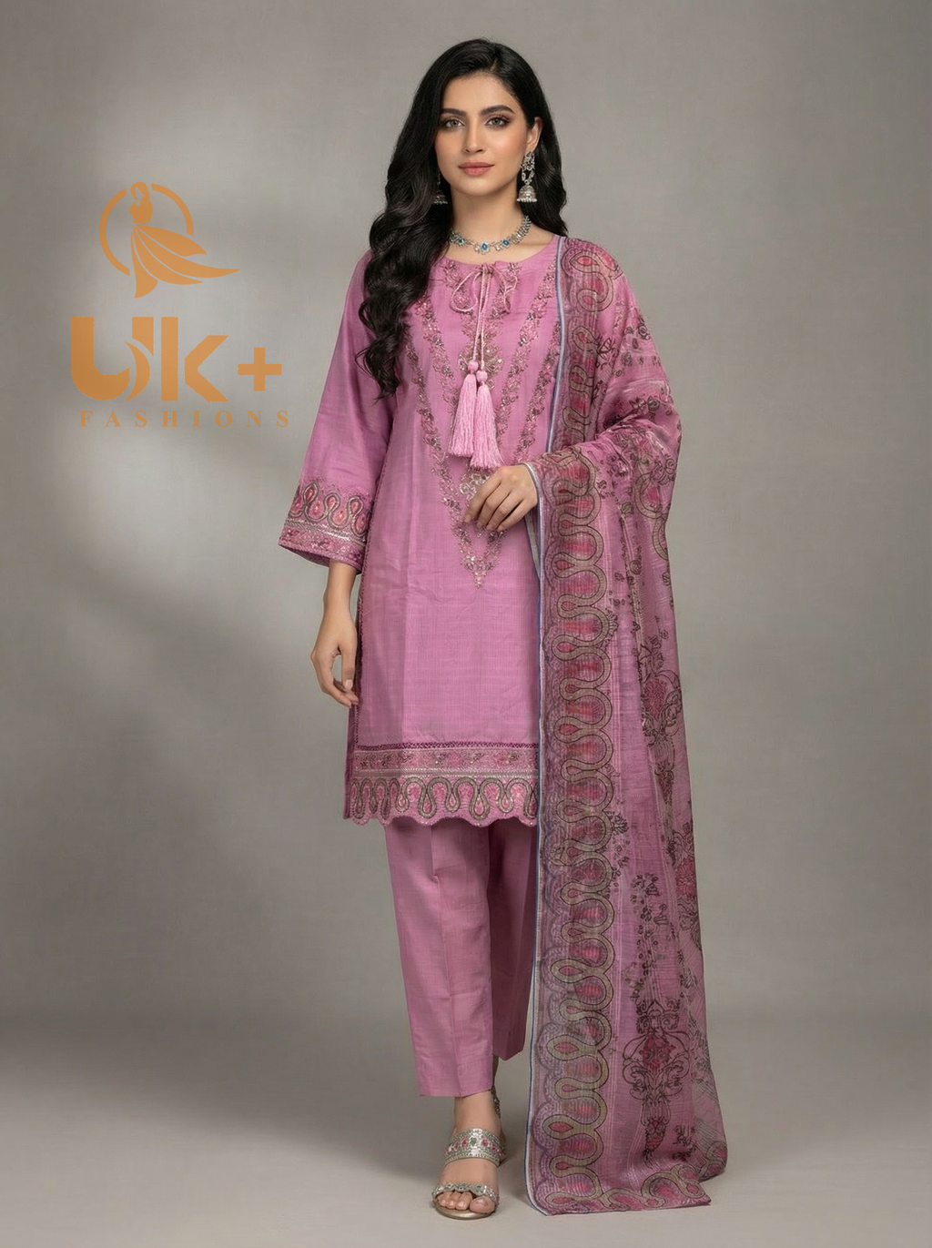 3Pc Embroidered Cotton Shirt, Shalwar, Dupatta