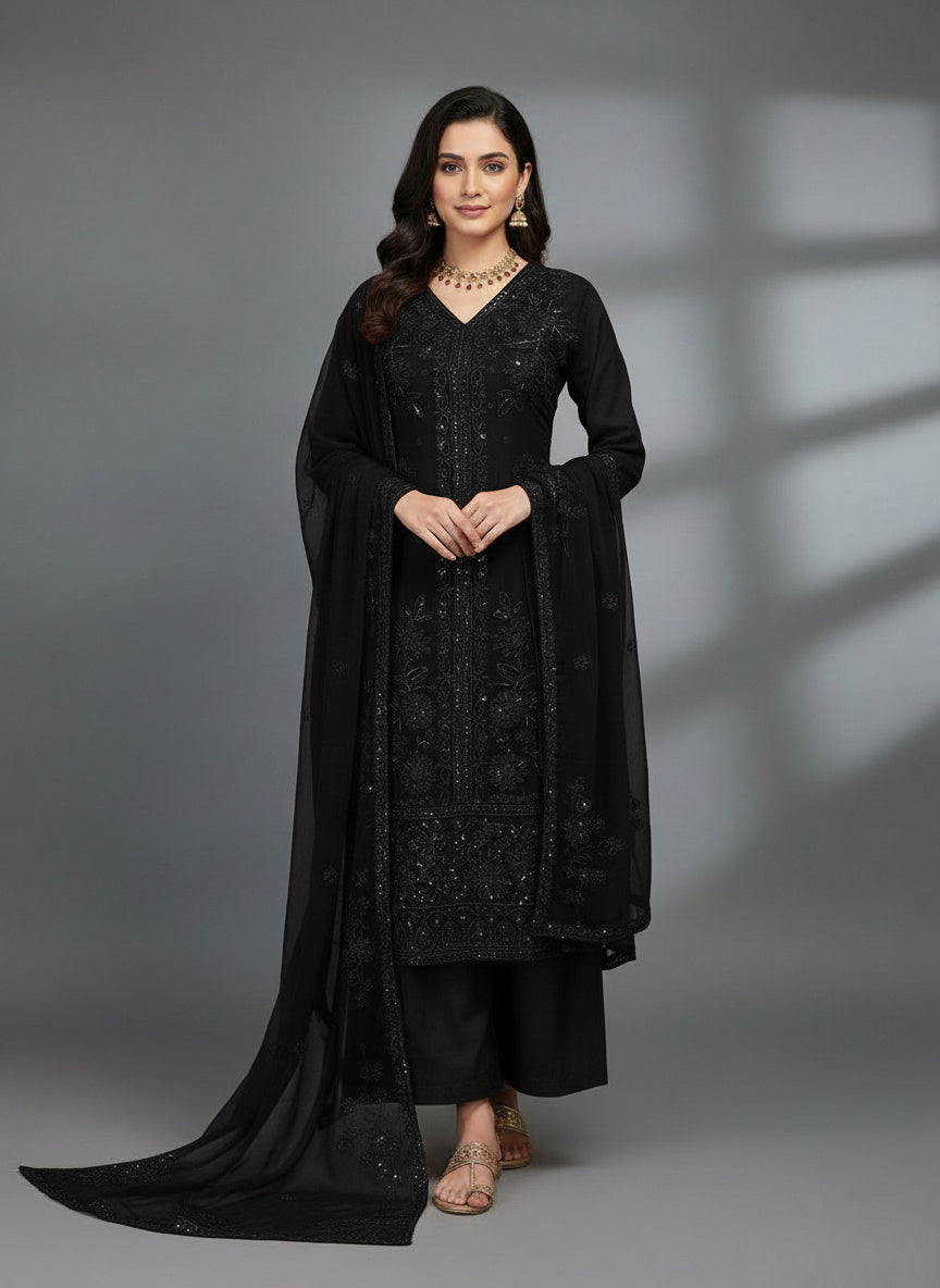 3Pc Embroidered Chiffon, Shirt, Shalwar and Dupatta