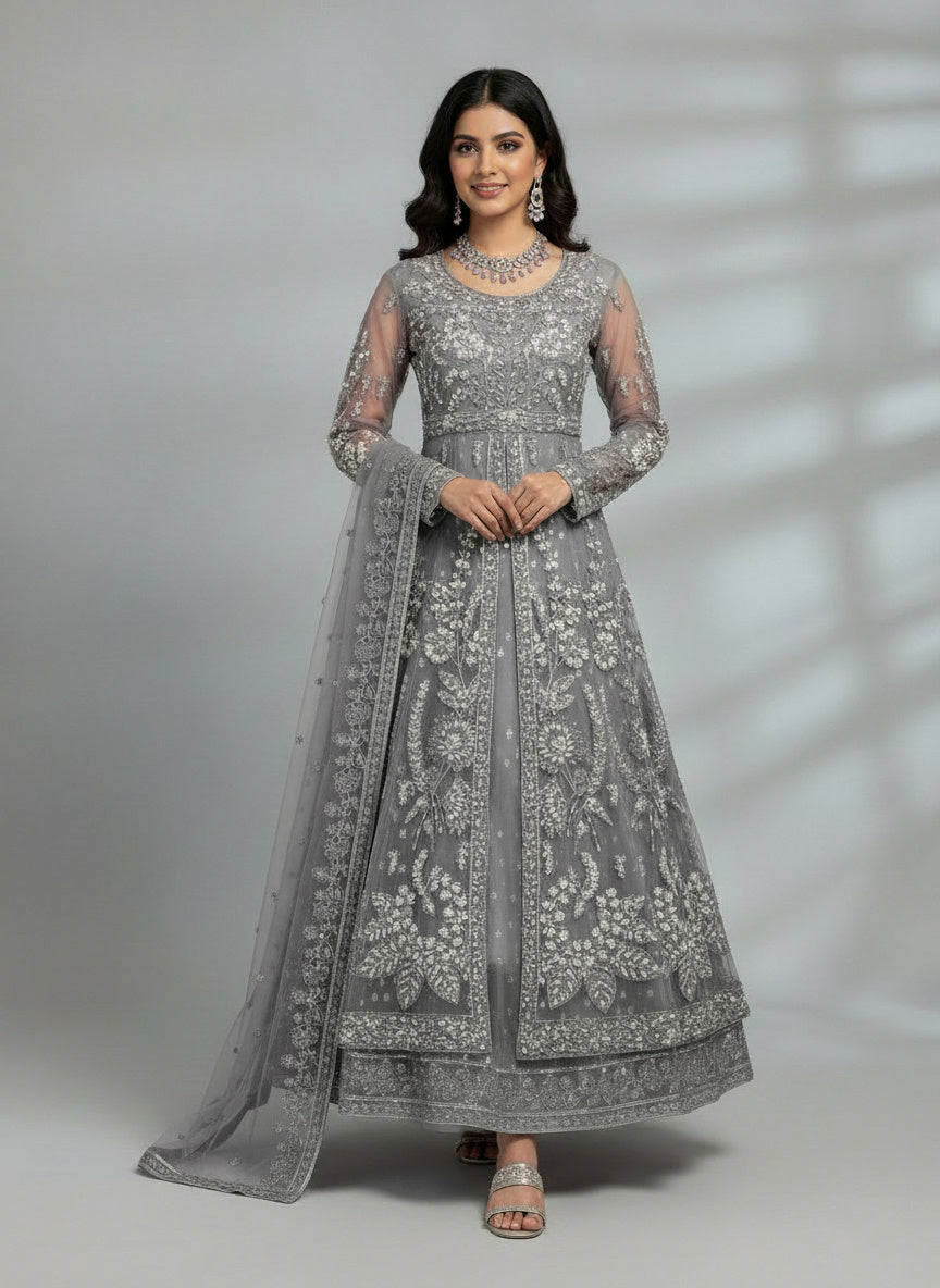 2Pc Embroidered Bridal Maxi, Dupatta