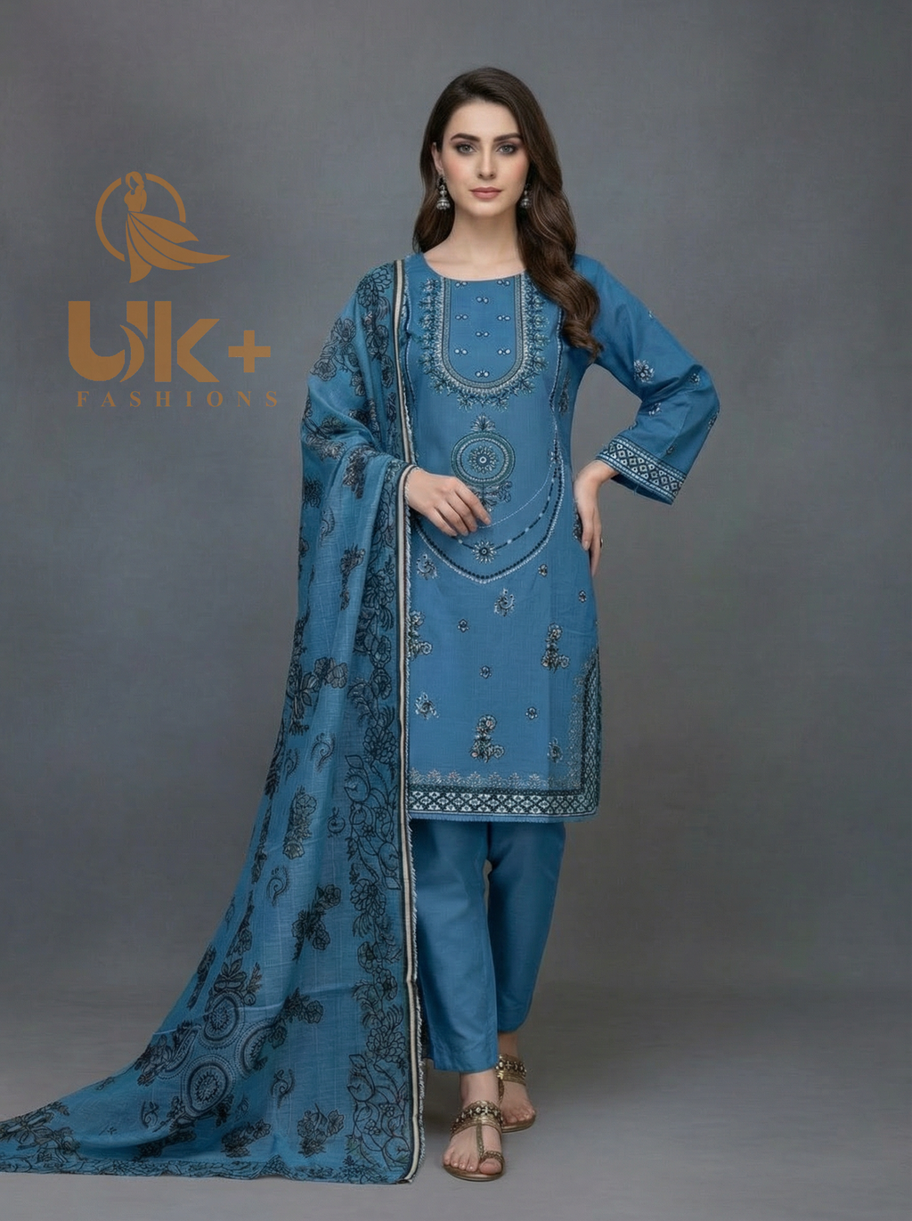 3Pc Embroidered Cotton Shirt, Shalwar, Dupatta