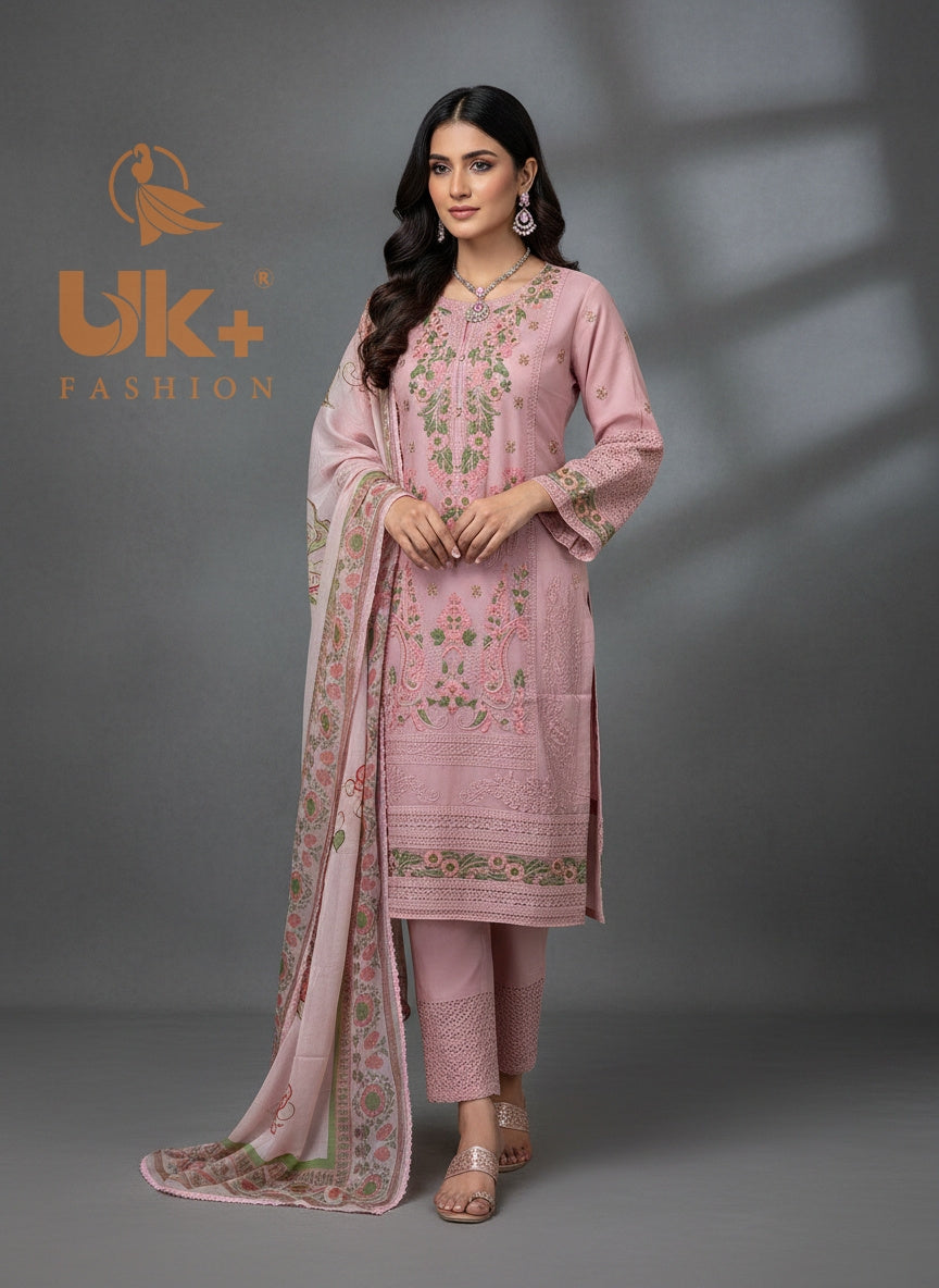 3Pc Embroidered Organza Shirt, Shalwar, Dupatta