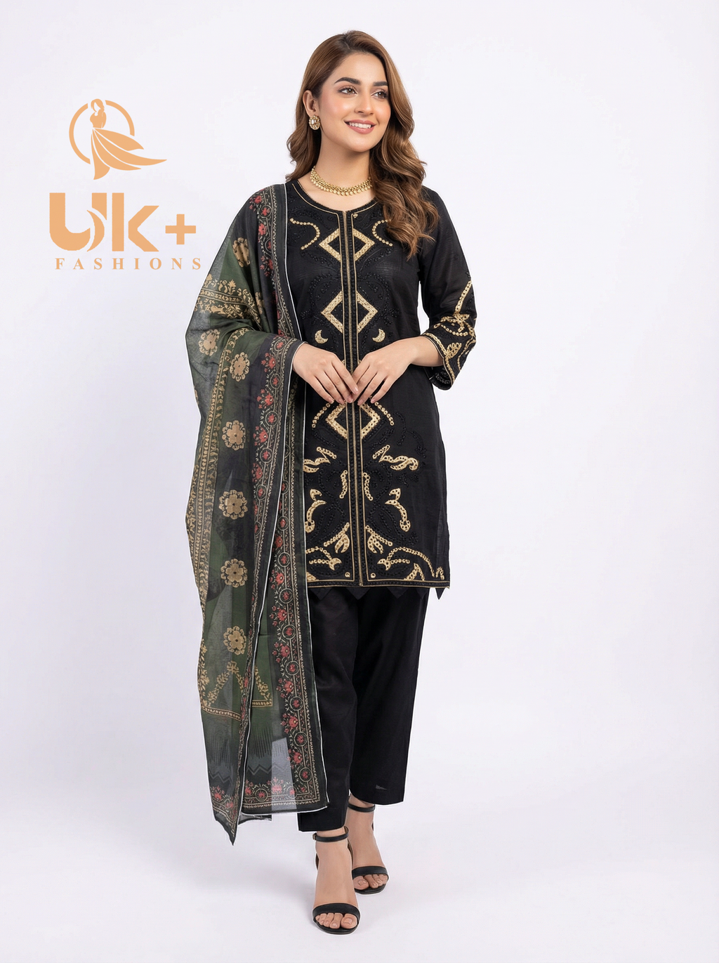 3Pc Embroidered Cotton Shirt, Shalwar, Dupatta